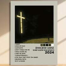 Framed Knocked Loose Album Cover Canvas Poster - Wall Art, Minimalist Cross Design With Lyrics Text, Ideal For Bars, Clubs, Cafes, Restaurants Decor, Cafe Art Piece | Atmospheric Artwork | Canvas, Music Decor Birthday Party Decor, Mother's Day New Year Easter Gift,  Home Living Room Office Wall Decor, Perfect Gift And Wall Decoration - 框架 - 查看 5