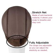 2Pcs Wig Cap With Grip Band For Keeping Wigs In Place, More Full Cap-Wide Transparent Lace For Lace Front Wigs - Brown/Black/Nude Non Slip Cap Make Your Wig Be Glueless - 棕色2pcs - 查看 6