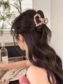 1 件春季粉色花朵心形发夹，适合日常佩戴发夹爪夹发夹发夹发夹发夹发夹发夹 - 粉色 - 查看 4