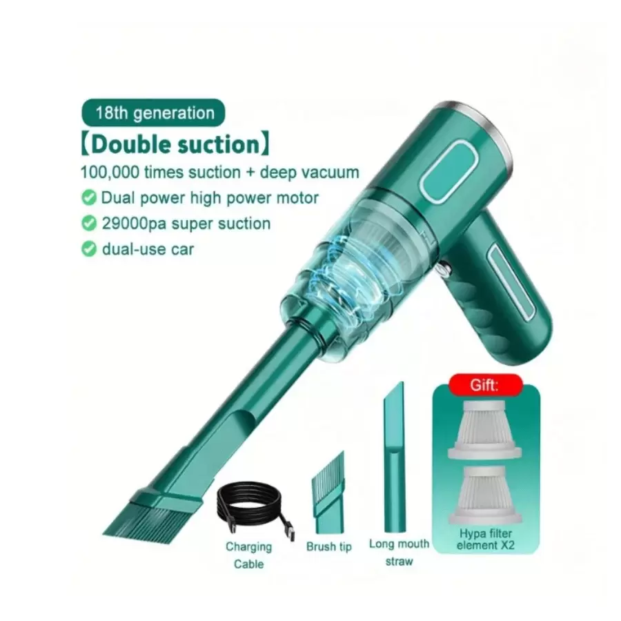Handheld Cordless Vacuum Cleaner, 2-In-1 USB Portable Dust Collector, Cordless Dust Collector For Computer Cleaning, Strong Suction For Car Vacuum Cleaner - Green - View 1
