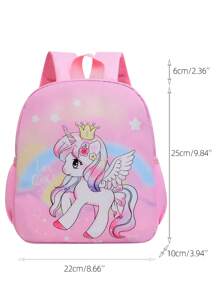 Cartoon Pony Cute Girls' Backpack, Children's Toddler Preschool Bag, Suitable For 3-5 Years Old Kids