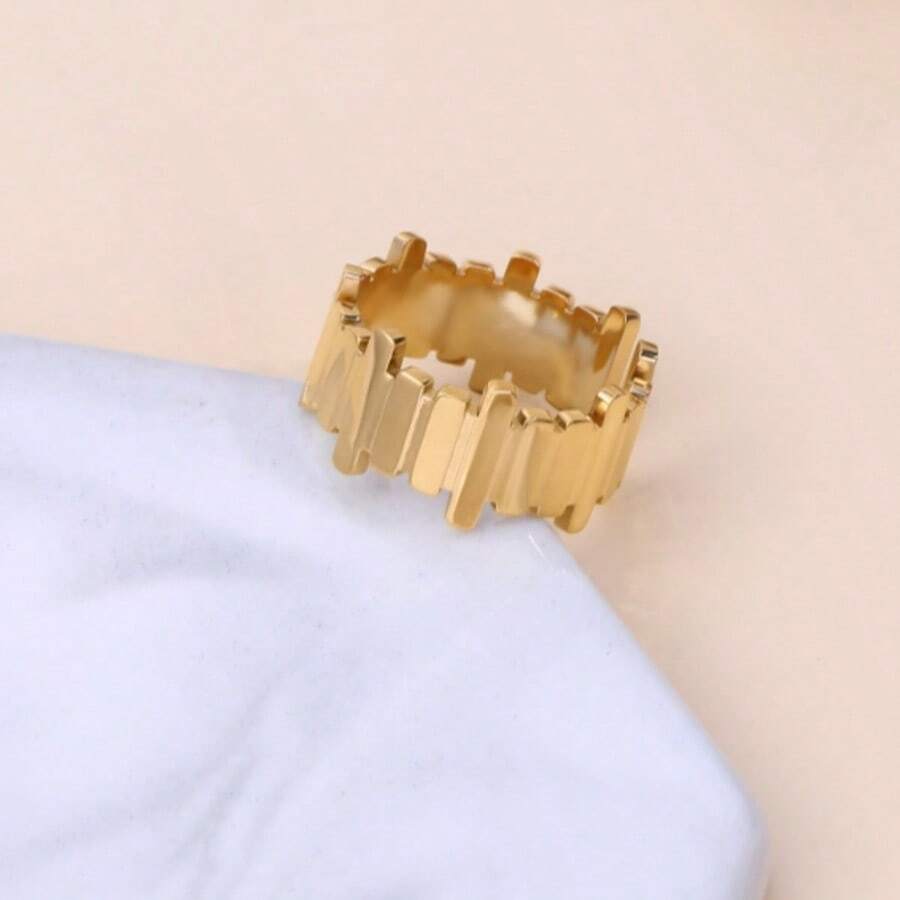 幾何設計開口戒指 - 銀色 - 查看 1