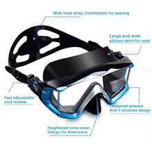 Scuba Diving Mask Tempered Glass Lens Swim Snorkeling Dive Mask Panoramic View(Diving)