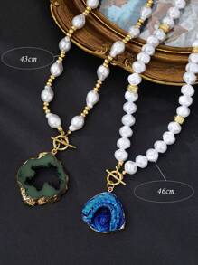 1pc Bohemian Style Faux Pearl Necklace, High-End Elegant Sophisticated Design Choker Necklace, Suitable For Formal Occasions