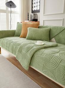 1pc Sofa Cushion Cover, Modern Minimalist Non-Slip Sofa Throw Blanket, All Season Machine Washable Dust-Proof Thick Plush Couch Cover, Green Living Room Decor Gift, Washable Non-Fading Soft Plush, Pet Friendly Fit L-Shaped Sofa And 1/2/3/4 Seats, Adjustable For Bedroom