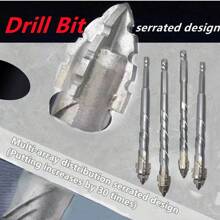 Four-Blade Serrated Eccentric Drill Bit, Suitable For: Tile/Concrete/Metal/Stainless Steel/Ceramic/Drilling, Ultra-Hard Special Electric Drill, High Hardness Dry Drilling, Specification Model: 6mm/8mm/10mm/12mm