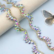 1pc Wave Shape Rhinestone Decorated Hot Melt Glue Decorative Trim, Wedding Dress & Veil Decoration Accessory - Multicolor - View 15