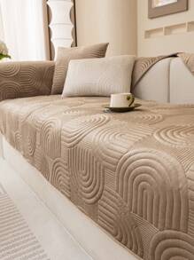 1 pièce Housse de coussin de canapé en peluche, couverture de canapé minimaliste moderne antidérapante, protecteur de canapé en polaire épais lavable toutes saisons anti-poussière, couleur café, convient pour canapé d'angle, chambre à coucher, bureau, salon
