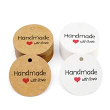 100PCS Handmade Kraft Paper Gift Tags With Letter "Handemade With Love" - For Birthday, Parties, Holidays, Wedding Decor & Crafts