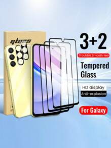 3 stuks ultraheldere geharde glazen schermbeschermer + 2 stuks cameralensbeschermer compatibel met Samsung Galaxy A04, A04s, A05, A05s, A12 4G, A13 4G, A15, A23 5G - hoge definitie, anti-vingerafdruk, krasbestendig, bubbelvrije installatie, compatibel met Face ID, geschikt voor telefoonhoesje, eenvoudige installatie