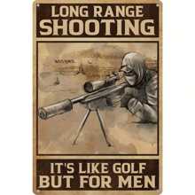 Long Range Shooting Is Like Golf" - Vintage Aluminum Sign (8x12 Inches) | Easy Install, Waterproof & Dustproof Wall Art For Home, Bar, Cafe, Garage Decor Gifts Birthday Graduation