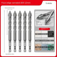 Four-Blade Serrated Eccentric Drill Bit, Suitable For: Tile/Concrete/Metal/Stainless Steel/Ceramic/Drilling, Ultra-Hard Special Electric Drill, High Hardness Dry Drilling, Specification Model: 6mm/8mm/10mm/12mm