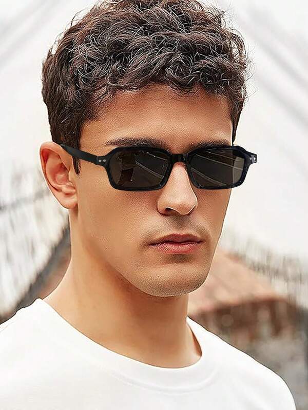 3 PCS Men's Fashion Eyewear Acrylic Base Classic Rectangle Black Glasses For Holiday Outings, Outfit Matching And Holiday Gifts