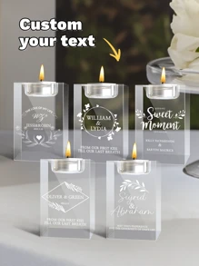 Custom Crystal Candle Holder, Personalized 3D PhotoWedding Candle Holder, Custom Crystal TealightHolder, Custom Wedding Piture Gifts - Multicolor - View 2