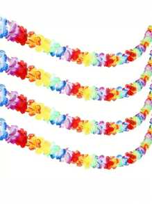 Set de 3 coronas hawaianas - Cinta de flores colorida para fiestas, accesorios para fotos y decoración del hogar | Diseño de flores de colores múltiples perfecto para celebraciones y ocasiones festivas, decoración de fiesta hawaiana, corona de flores hawaiana de elegante color arcoíris, suministros para fiesta hawaiana luau, banner de guirnaldas hawaianas, coronas de seda de Hawai para bodas, decoraciones de cumpleaños en la playa, decoraciones de bodas - Multicolor - Ver 6