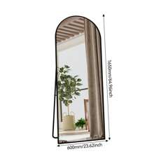 Miroir pied à pied, miroir sur pied incurvé de 165 x 60 cm pour montage mural, appuyé au mur ou posé au sol, miroir grand format pour le corps entier comme miroir de coiffeuse pour le salon, la chambre à coucher, la salle de bain - Miroir pleine longueur de 162 cm