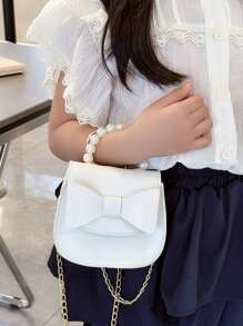 Butterfly & Pearl Decor Meisjes Stijlvolle Messenger Bag, Schattige Cross-Body Schoudertas