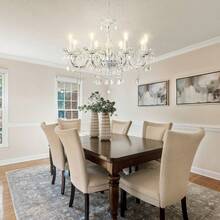 Crystal Chandelier Hanging Pendant Light Fixture,8 Lights Glass Candle Chandeliers For Kitchen Island Dining Rooms Bedroom Living Room Bar Ceiling Light - White - View 1