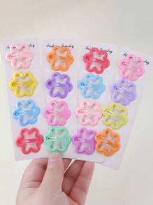 30pcs/Set Colorful Dopamine Flower Shiny Simple Cute Princess BB Hair Clips Bangs Hair Clips Hair Accessories, Suitable For Daily Use - Multicolor - View 4