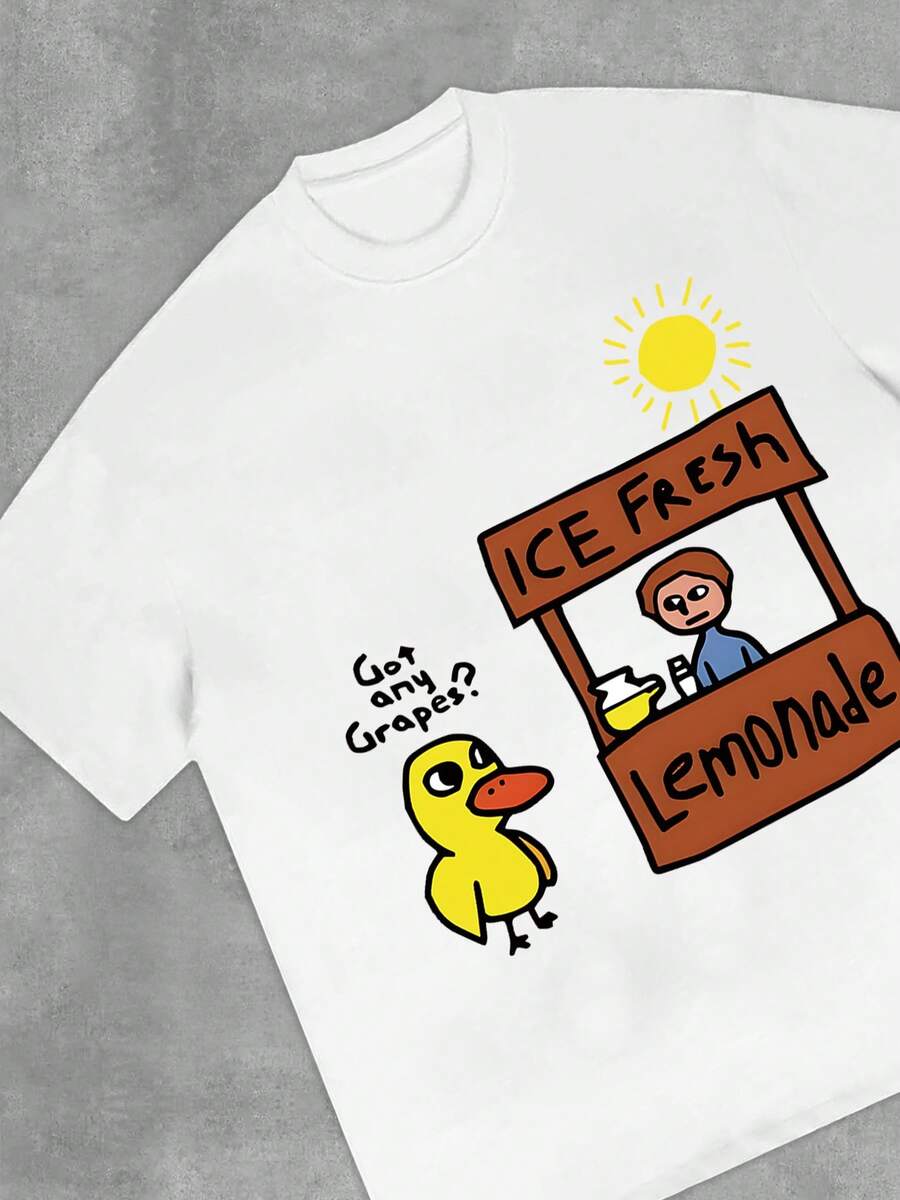 ICE FRESh Lemonade  T-Shirt Men's Y2K Style Graphic Cotton T-Shirt - Soft & Comfortable Crew Neck Short Sleeve Tee pwith Bold Portrait Print, Hip Hop Streetwear Fashion Top for All Seasons, Casual Streetwear | Round Neck Tshirt | Cotton Shirtp - Blanco - Ver 1