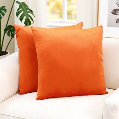 غطاء وسادة أريكة منزلية من القطيفة ذات لون أحادي ناعم ومريح، 2 قطعة