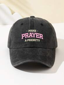 1 pieza Gorra de béisbol con parte superior suave y ajustable con la palabra "ORACIÓN" para mujer, sombrero de moda para exteriores, protección solar transpirable, adecuado para deportes al aire libre, camping, viajes y regalos de vacaciones