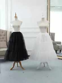 1 Stück Damen 80 cm langer Kristall Tüll Unterrock & 40 cm kurzer knochenfreier Petticoat, Lolita verstellbarer Krinolinen Petticoat, Soft Girl Puff Rock, Wolkenrock, kann zu langen & kurzen Kleidern getragen werden, geeignet für Hochzeit, Party, Auftritt, Cosplay, Tanz