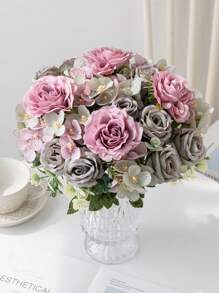 1 szt./3 szt. Kwiaty sztuczne - róża, hortensja, róża jedwabna, hortensja, sztuczne rośliny, dom, jadalnia, salon, dekoracja ogrodu zewnętrznego, sztuka wkładania kwiatów, rekwizyty fotograficzne, jesień, wiosna, wazon, ściana kwiatowa, wianek kwiatowy, bukiet ślubny, dekoracja ślubna, materiały na wianek kwiatowy DIY, materiały na dekoracje na przyjęcie urodzinowe, akcesoria do dekoracji domu, walentynki.