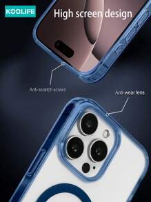 Koolife 1件 膚感透明大孔磁吸手機殼，高透明防摔 PC+TPU，適用於 iPhone 18 Pro/18 Pro Max/17 Pro Max/17/17 Pro/17 Air/16/16 Plus/16 Pro/16 Pro Max/12/12 Pro/12 Pro Max/13/13 Pro/13 Pro Max/14/14 Plus/14 Pro/14 Pro Max/15/15 Pro/15 Plus/15 Pro Max - 藍色 - 查看 6