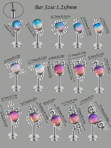 1 Stück Blitz Film CZ Kristall Cluster Besetzter Labret Lippenstecker aus rostfreiem Stahl Knorpel Ohr Nasen Ring ohne Gewinde Tragus Helix Ohrringe 16G