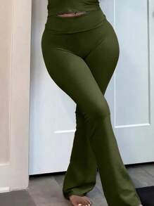 3pcs/Set Large Size Women's Casual High Yoga Pants Set   Elastic Waist Gym Workout Flare Leggings