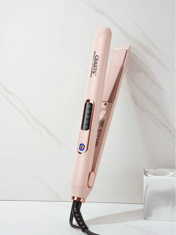 CRASTS CRASTS Alisador de cabelo profissional, chapinha, chapinha de cabelo, aquecimento rápido, cor rosa, alisador e modelador em um, visor LCD, ajuste rápido de temperatura, placa rígida de titânio, uso doméstico e de salão, presente para cuidados com os cabelos