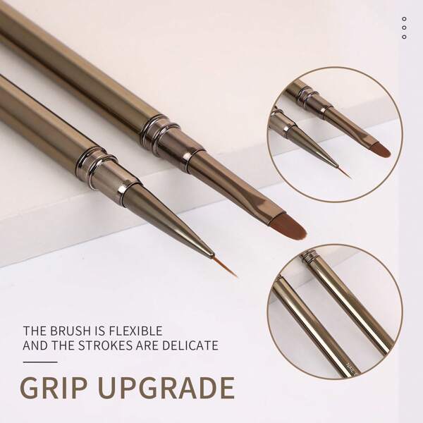 1 pièce Pinceau à ongles de manucure en métal de couleur arme avec manche rétractable