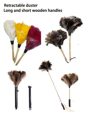 1 st Brown Duster Indragbar Duster Trähandtag Duster [Ej i lager Storlekar kommer att fyllas på inom 1 dag] Påskdekorationer Hushållsdammborste, Antistatisk bildammborste, Bärbar dammborste, Rengöringstillbehör, Rengöringsverktyg, Tillbaka till skolans material konstgjorda fjädrar