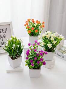 4pcs/Set Artificial Flowers, Artificial Plants, Roses, Chamomile, Lilies. Easter, Spring Festival, Gift. Home Decorations, Garden Decorations, School Dormitory Office Decorations, Suitable For Party, Event, Festival, Birthday Party Decorations, Suitable For Hotel, Restaurant, Living Room, Bedroom, Wedding, Banquet, Kitchen Decorations Gifts Graduation