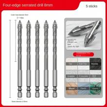 Four-Blade Serrated Eccentric Drill Bit, Suitable For: Tile/Concrete/Metal/Stainless Steel/Ceramic/Drilling, Ultra-Hard Special Electric Drill, High Hardness Dry Drilling, Specification Model: 6mm/8mm/10mm/12mm