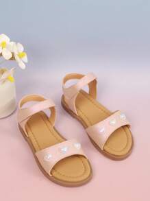 1 par de sandalias de niña bebé color rosa, cómodas con , lindas zapatillas para infantes/niños pequeños para uso en exteriores, playa y de princesa de hadas, para verano
