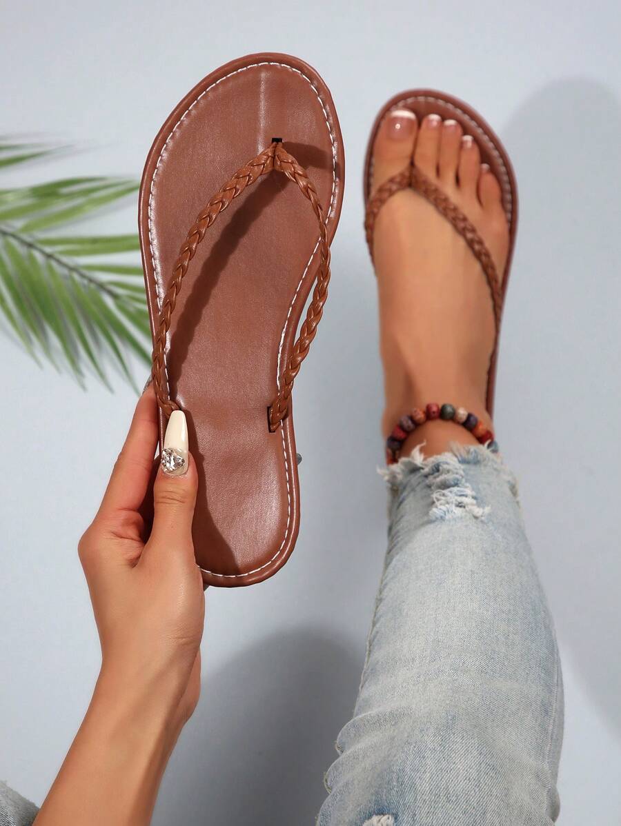 Spring/Summer New Arrival Women Flat Toe Post Sandals, Round Toe Flat Casual Slippers For Indoor & Outdoor Wear