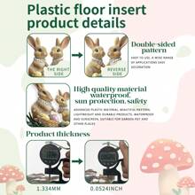 1 pieza Tarjeta de jardín con colocación creativa de conejo y huevo de Pascua, decoración de jardín de inserción en el suelo, decoración de ambiente de Pascua, accesorios de PVC - Multicolor - Ver 7