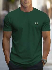Camiseta de manga corta y cuello redondo informal con estampado de trigo para hombres en verano