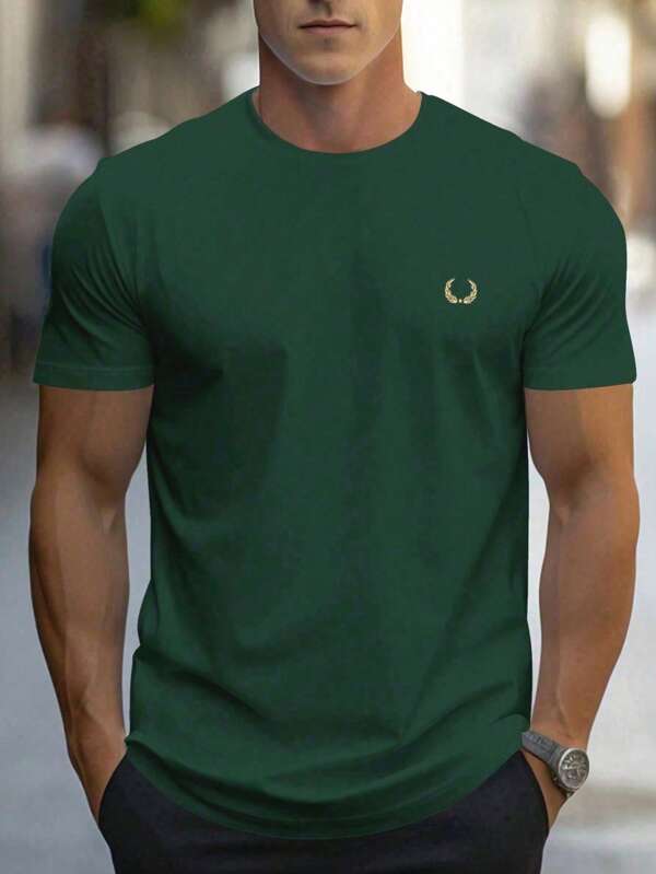 Men's Crew Neck Short Sleeve Casual Wheat Print T-Shirt For Summer