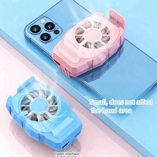 1pc Pink & Blue Phone Cooler, Type-C Charging Port Fan Cooling Heat Sink Dissipator With Light Effect, Game Cooler For Android & IOS Smartphones
