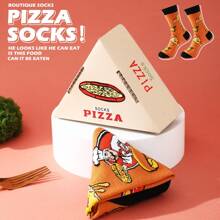 1 paire de chaussettes de haute qualité design pizza, unisexes, confortables et mignonnes, convenant pour l'été, toutes les saisons, la fête des mères, la fête des pères, Pâques, la rentrée scolaire, pour améliorer l'atmosphère de la maison. Chaussettes amusantes et mode, imaginatives et colorées, convenant comme cadeau de vacances, pour le casual, l'académique, les , le style rétro urbain, le minimaliste, les vacances, la salle de sport, les réunions de famille, les voyages, les vacances en plein air, le bureau le weekend, les cadeaux, les sports, douces et confortables