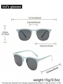 1 件儿童复古风格方框半框休闲时尚眼镜，适合 14-16 岁服装