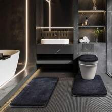 Bathroom Rugs Sets 3 Piece With Toilet Cover Adjustable Bath Rug Set With TPR Non Slip Rubber Backing Solid Tufted Bath Mat Set For Luxury Bathroom Decoration