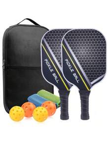 1 set: 2 palette in fibra di carbonio, 4 palline, 2 asciugamani, 1 borsa da trasporto, set di racchette da pickleball in fibra di carbonio e grafite approvate USAPA con impugnatura in PU