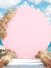 1Pc 180/200/220cm Pink Circular Wedding Arch Cover Is Suitable For Circular Arch Brackets,White Round Arch Stand Cover With Pull Rope,Wrinkle&Resistant Elastic Spandex,Perfect Background Decorative For Birthdays, Romantic Weddings, Bridal Shower,Babyshower,Gender Reveal,Themed Parties, And Anniversaries (Excluding Arch Supports) - Pink - View 3