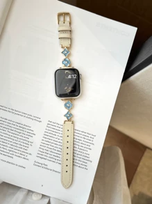 1 paquet de bracelet de montre, design floral classique et simple, compatible avec Apple Watch Series Ultra/SE/9/8/7/6/5/4/3/2/1, 38/40/41/42/44/45/46/49mm. Bracelet de montre de mode casual de luxe, réglable, design minimaliste, compatible avec Apple Watch, cadeau de la Saint-Valentin