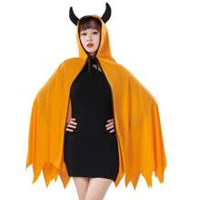 Orange & Red Devil Horned Cape For Adults , Perfect For Halloween Costumes And Parties