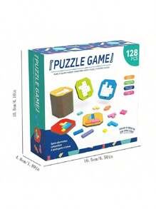1 Set de 108 piezas de Rompecabezas + 20 cartas, Juego interactivo de bloques de construcción inteligente para múltiples jugadores, incluye una ruleta de penalización, colores de dibujos animados que estimulan el pensamiento, la lógica y la imaginación espacial, 128 piezas de rompecabezas, regalo de Acción de Gracias, Navidad, Año Nuevo, Cumpleaños, Pascua para niños